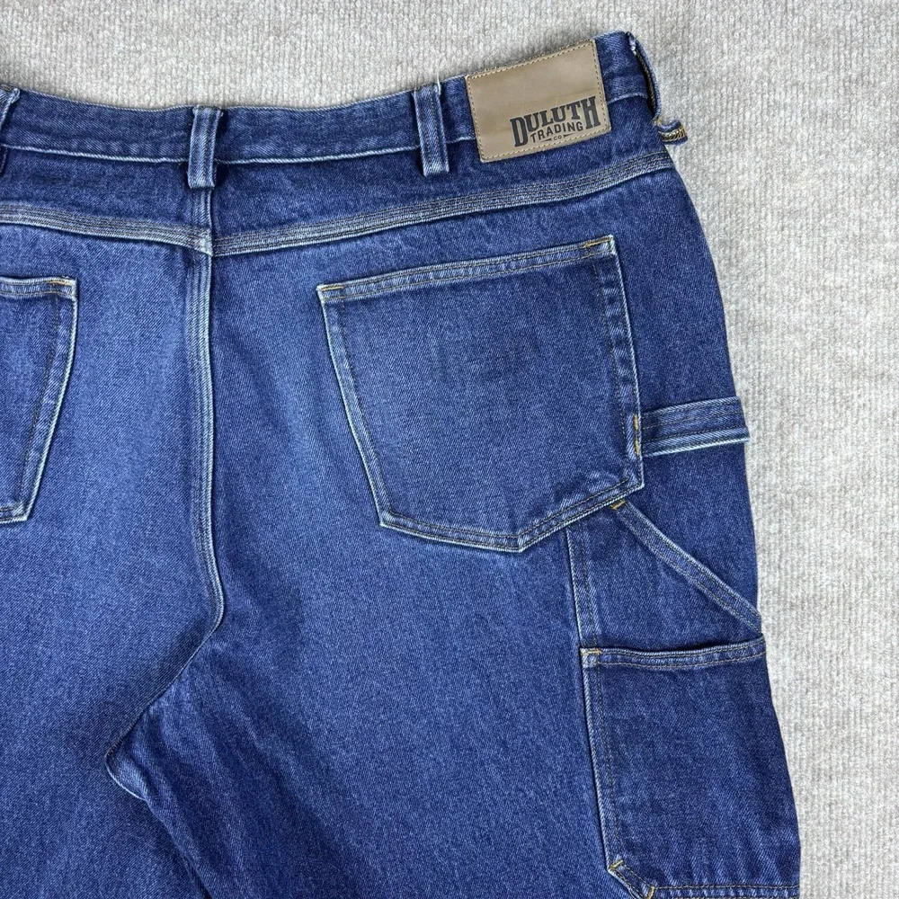 Duluth Trading Carpenter Jeans Mens 40x30 Blue Denim Work Pants Relaxed 5 Pocket